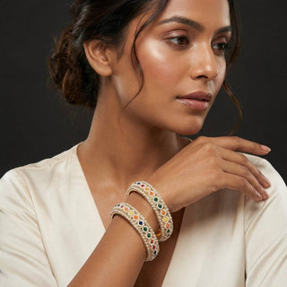 Gloria Multicolour Bangles (Pair) (2.6, 2.8) - ECLAT INDIAN JEWELSBangle, Kadas & Bracelets2.6