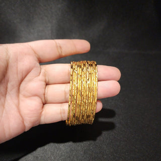 Gracey 20k Gold Plated Bangle Set (Set of 10) (2.8) - ECLAT INDIAN JEWELSBangle, Kadas & Bracelets2.6