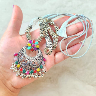 Hannah Multicolour German Silver Necklace Set - ECLAT INDIAN JEWELSNecklace SetsMulticolour
