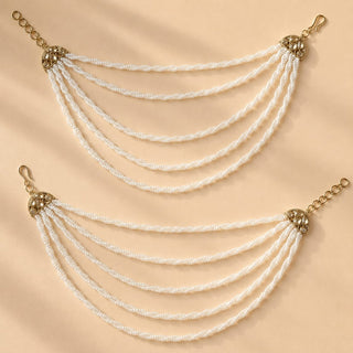Hannah White Baahubali Earring Sahara Hair Chains - ECLAT INDIAN JEWELSEarringsWhite