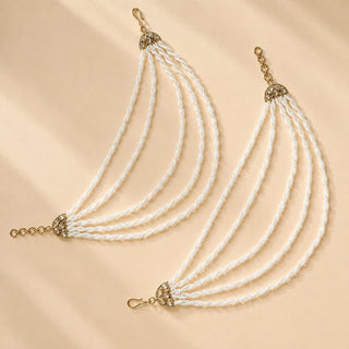 Hannah White Baahubali Earring Sahara Hair Chains - ECLAT INDIAN JEWELSEarringsWhite