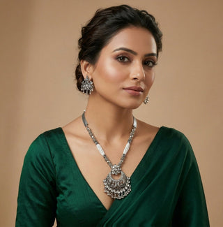 Hannah White German Silver Necklace Set - ECLAT INDIAN JEWELSNecklace SetsWhite