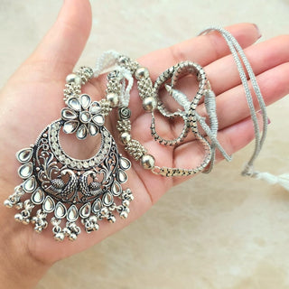 Hannah White German Silver Necklace Set - ECLAT INDIAN JEWELSNecklace SetsWhite