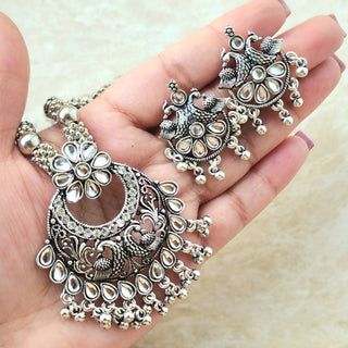 Hannah White German Silver Necklace Set - ECLAT INDIAN JEWELSNecklace SetsWhite