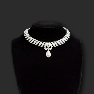 Harper White CZ Diamond Simulant Budget Necklace Set - ECLAT INDIAN JEWELSNecklace SetsWhite