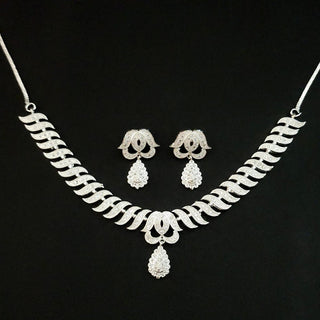 Harper White CZ Diamond Simulant Budget Necklace Set - ECLAT INDIAN JEWELSNecklace SetsWhite