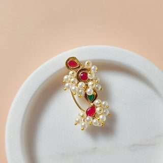 Harriet Maharashtrian Multicolour Gold Nath (no piercing needed) - ECLAT INDIAN JEWELSNose Ring (Nath)Multicolour