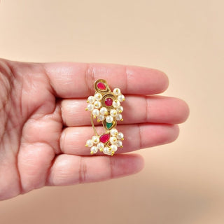 Harriet Maharashtrian Multicolour Gold Nath (no piercing needed) - ECLAT INDIAN JEWELSNose Ring (Nath)Multicolour