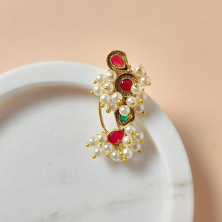 Harriet Maharashtrian Multicolour Gold Nath (no piercing needed) - ECLAT INDIAN JEWELSNose Ring (Nath)Multicolour