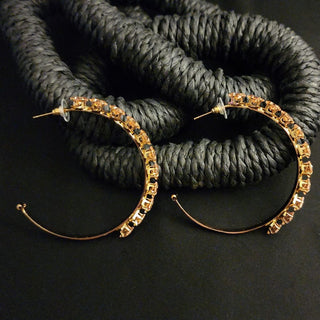 Harriet Oxidised Gold Hoop CZ Earrings - ECLAT INDIAN JEWELSEarringsGold