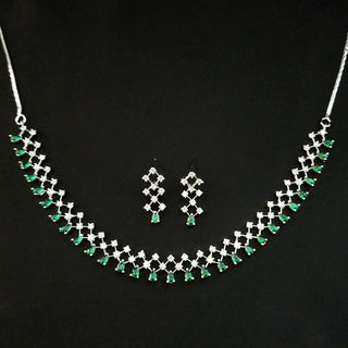 Hayden Green CZ Diamond Simulant Necklace Set - ECLAT INDIAN JEWELSNecklace SetsGreen