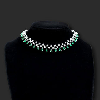 Hayden Green CZ Diamond Simulant Necklace Set - ECLAT INDIAN JEWELSNecklace SetsGreen