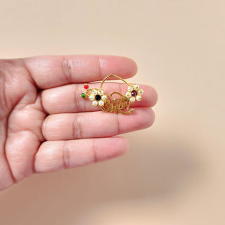 Hayden Maharashtrian Multicolour Gold Nath (no piercing needed) - ECLAT INDIAN JEWELSNose Ring (Nath)Multicolour