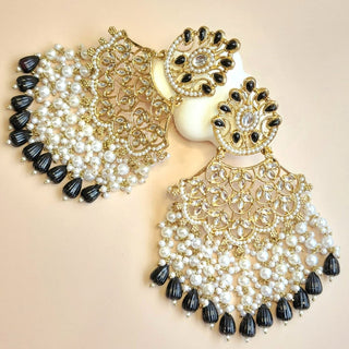 Hazel Black Kundan Earrings - ECLAT INDIAN JEWELSEarringsBlack
