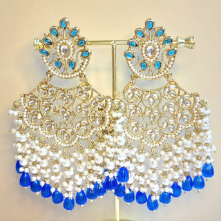 Hazel Blue Kundan Earrings - ECLAT INDIAN JEWELSEarringsBlue