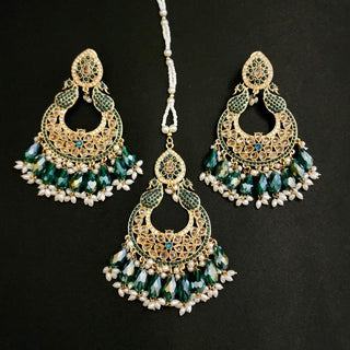 Hazel Green Polki Tikka Set - ECLAT INDIAN JEWELSTikka SetsGreen