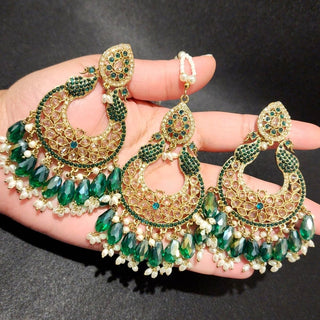 Hazel Green Polki Tikka Set - ECLAT INDIAN JEWELSTikka SetsGreen