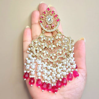 Hazel Hot Pink Kundan Earrings - ECLAT INDIAN JEWELSEarringsPink
