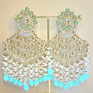 Hazel Light Blue Kundan Earrings - ECLAT INDIAN JEWELSEarringsBlue