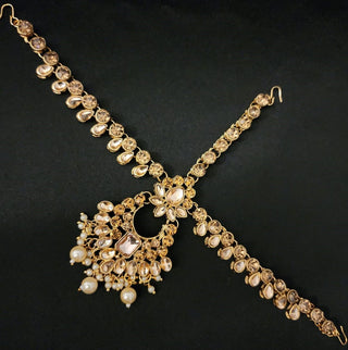 Hazel Oxidised Gold Polki Sheesh Phool / Matha Patti - ECLAT INDIAN JEWELSMatha Patti, Sheesh PhoolGold