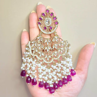 Hazel Purple Kundan Earrings - ECLAT INDIAN JEWELSEarringsPurple