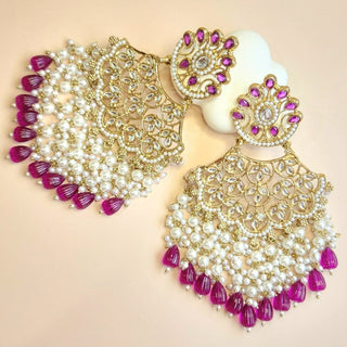 Hazel Purple Kundan Earrings - ECLAT INDIAN JEWELSEarringsPurple