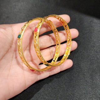 Heather Gold Bangle Set (Pair) (2.4, 2.6, 2.8) - ECLAT INDIAN JEWELSBangle, Kadas & Bracelets2.4