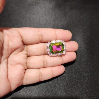 Holly Multicolour Adjustable Diamante Ring - ECLAT INDIAN JEWELSRingsRed