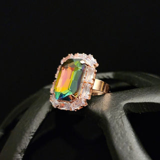 Holly Multicolour Adjustable Diamante Ring - ECLAT INDIAN JEWELSRingsRed