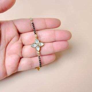 Illiana Hand Kundan Mangalsutra Bracelet - ECLAT INDIAN JEWELSMangalsutraWhite