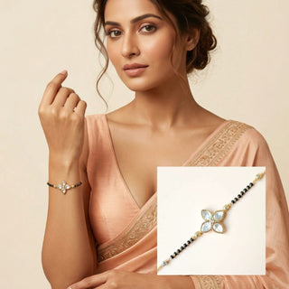 Illiana Hand Kundan Mangalsutra Bracelet - ECLAT INDIAN JEWELSMangalsutraWhite
