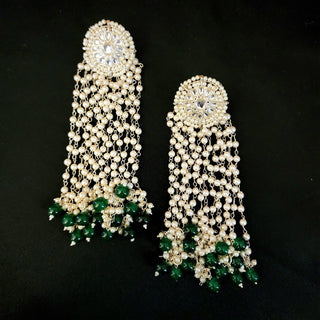 Ilyse Green Pearl Tassel Earrings - ECLAT INDIAN JEWELSEarringsGreen