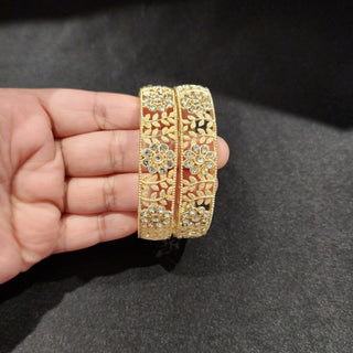 Imogen Gold Bangles (Pair) (2.6, 2.8) - ECLAT INDIAN JEWELSBangle, Kadas & Bracelets2.4