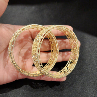 Imogen Gold Bangles (Pair) (2.6, 2.8) - ECLAT INDIAN JEWELSBangle, Kadas & Bracelets2.4