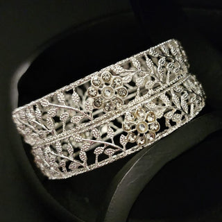 Imogen Silver Bangles (Pair) (2.6, 2.8) - ECLAT INDIAN JEWELSBangle, Kadas & Bracelets2.4