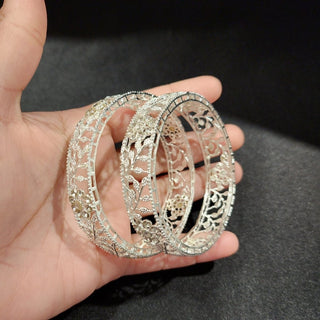 Imogen Silver Bangles (Pair) (2.6, 2.8) - ECLAT INDIAN JEWELSBangle, Kadas & Bracelets2.4