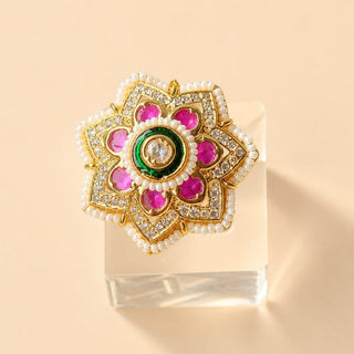 Ingrid Multicolour 20k Gold Plated CZ Diamond Adjustable Ring - ECLAT INDIAN JEWELSRing JewelleryMulticolor
