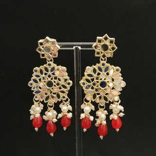 Ingrid Red Mirror Tikka Set - ECLAT INDIAN JEWELSTikka SetsRed