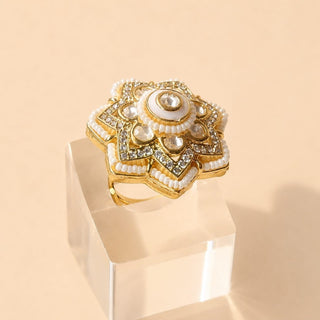 Ingrid White 20k Gold Plated CZ Diamond Adjustable Ring - ECLAT INDIAN JEWELSRing JewelleryWhite