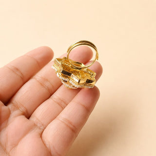 Ingrid White 20k Gold Plated CZ Diamond Adjustable Ring - ECLAT INDIAN JEWELSRing JewelleryWhite