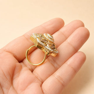Ingrid White 20k Gold Plated CZ Diamond Adjustable Ring - ECLAT INDIAN JEWELSRing JewelleryWhite