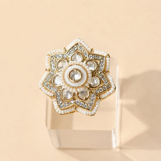 Ingrid White 20k Gold Plated CZ Diamond Adjustable Ring - ECLAT INDIAN JEWELSRing JewelleryWhite
