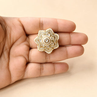 Ingrid White 20k Gold Plated CZ Diamond Adjustable Ring - ECLAT INDIAN JEWELSRing JewelleryWhite