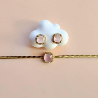 Irene Pink CZ Choker Diamond Simulant Necklace Set - ECLAT INDIAN JEWELSNecklace SetsPink