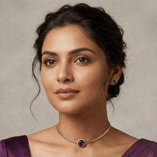 Irene Purple CZ Choker Diamond Simulant Necklace Set - ECLAT INDIAN JEWELSNecklace SetsPurple