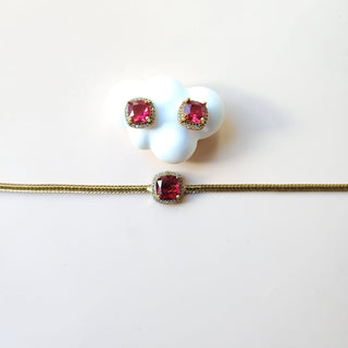 Irene Red CZ Choker Diamond Simulant Necklace Set - ECLAT INDIAN JEWELSNecklace SetsRed
