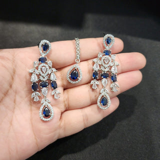 Iris Blue CZ Diamond Simulant Necklace Set - ECLAT INDIAN JEWELSNecklace SetsBlue