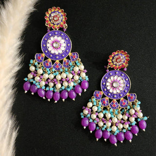 Isabel Purple Meenakari Earrings - ECLAT INDIAN JEWELSEarringsPurple