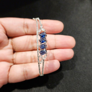 Isabella 2.8 Blue Diamond Simulant Bracelet - ECLAT INDIAN JEWELSBangle, Kadas & BraceletsBlue