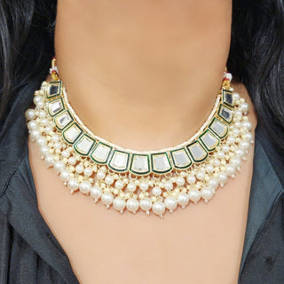 Isabella White Kundan Necklace Set with Maang Tikka - ECLAT INDIAN JEWELSNecklace SetsWhite